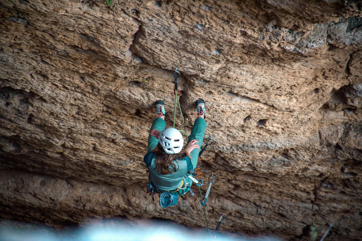 Climber on limestone